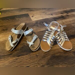 Two Pairs of Girl’s Wonder Nation Sandals Size 4